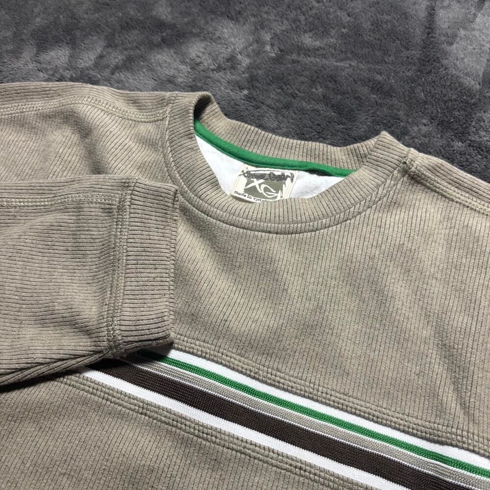 Xtreme Gear Sweater Men’s L Green Brown Ribbed Crewneck Y2K